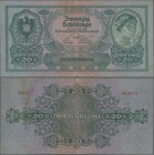 Austria: 20 Schilling 1925, P.90, very nice with tiny tearsat lower margin and lightly stained paper on back. Condition: F+
 [plus 19 % VAT]