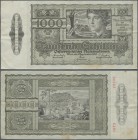 Austria: 1000 Schilling 1947 P. 125, stronger center fold, light vertical fold, slight stain at lower right on back, handling and creases in paper but...