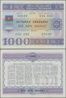 Azerbaijan: 1000 Manat 1993 State Loan Bonds, P.13C in almost perfect condition with a very soft vertical bend at center. Condition: XF+
 [plus 19 % ...