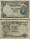 Azores: Banco de Portugal with overprint ”AZORES” 2500 Reis 1909, P.8b, still nice with some small border tears and lightly toned paper. Condition: F/...