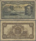 Bahamas: 1 Pound L.1919, P.7, small border tears at left, toned paper and several tiny pinholes. Condition: F/F-
 [plus 19 % VAT]