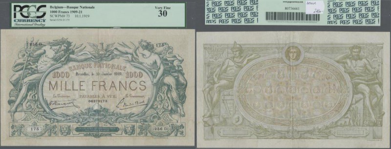 Belgium: Banque Nationale 1000 Francs 1919, P.73, truly a great rarity and a ver...