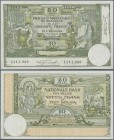 Belgium: 50 Francs - 10 Belgas 1927 P. 99, rare note, light center fold, light corner folding, 4mm tear at lower border, still very crisp original and...