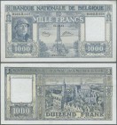 Belgium: 1000 Francs 1944 P. 128a, never folded, only light crease at borders, no holes or tears, crisp original and bright colors, condition: XF+.
 ...