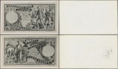 Belgium: Highly rare group of 9 archive photographic essyays for front and back of an unissued 100 Francs 1944, another photographic essay for the rev...
