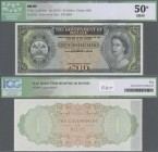 Belize: Government of Belize 10 Dollars ND(1975) SPECIMEN, P.36s, printers annotations at upper margin glue marks from mounting on reverse, ICG graded...