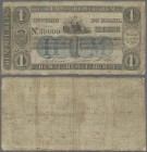 Brazil: Thesouro Nacional 1 Mil Reis 1833, P.A219, rare banknote without larger damages, toned paper, several folds and tiny hole at lower center. Con...