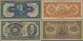 Brazil: Nice group with 3 banknotes comprising República dos Estados Unidos do Brasil 5 Mil Reis 1922 P.27 (F+) and 20 Mil Reis ND(1931) P.48d (F+) an...
