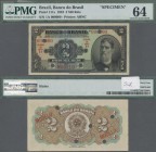 Brazil: Banco do Brasil 2 Mil Reis 1923 SPECIMEN, P.111s, lightly stained paper, PMG graded 64 Choice Uncirculated
 [plus 19 % VAT]