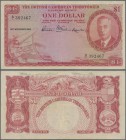 British Caribbean Territories: 1 Dollar 1950, P.1, lightly toned paper with a few folds and traces of tape at upper margin on back. Condition: F/F+
 ...