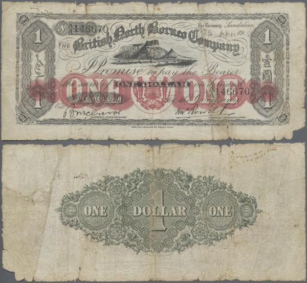 British North Borneo: The British North Borneo Company 1 Dollar 1925, P.15, stil...