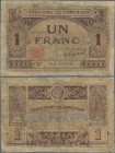 Cameroon: Territoire du Cameroun 1 Franc ND(1922), P.5, highly rare banknote, almost well worn with a lot of repaired parts. Condition: VG
 [plus 19 ...