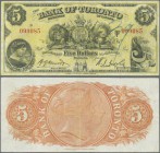 Canada: The Bank of Toronto 5 Dollars 1935, P.S691a, seldom offered and rare banknote in great original shape, small graffiti at right center on front...