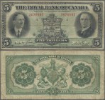 Canada: The Royal Bank of Canada 5 Dollars 1927, P.S1383, still intact with stained paper and some folds and creases. Condition: F
 [plus 19 % VAT]