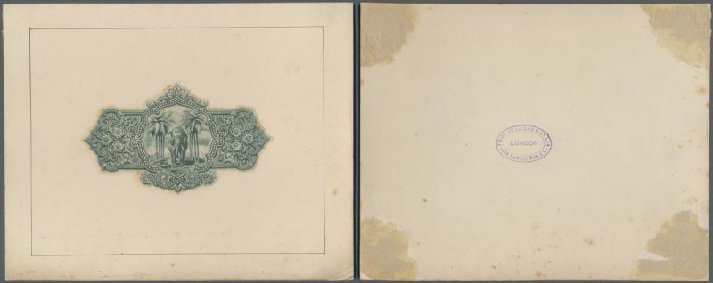 Ceylon: Vignette Proof print on cardboard for the Government of Ceylon for the b...