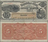 Chile: Republica de Chile 5 Pesos 1916, P.18b, great original shape and rare early issue, tiny margin split, some folds and tiny spots. Condition: F+/...