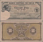 Chile: Banco Central de Chile 50 Pesos 1928, P.84b, very rare and seldom offered note in excellent condition, just a few soft folds and minor creases....