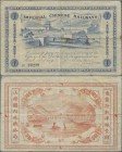 China: Imperial Chinese Railways 1 Dollar January 2nd 1899, P.A59, tiny holes at center, some folds, small tears and some minor spots. Condition: F
 ...