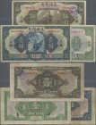 China: Bank of Communications 1 Yuan 1927 SHANGHAI branch P.145Ac (F+), 1 Yuan 1927 TIENTSIN branch P.145C (F) and 5 Yuan 1927 SHANGHAI branch P.146B ...