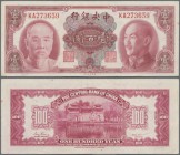China: The Central Bank of China 100 Yuan 1945, P.394, some minor spots and soft folds but still strong paper and great original shape. Condition: VF...
