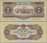 China: Peoples Republic of China 5 Yuan 1956, P.872, vertically folded and a few tiny spots, otherwise crisp paper and bright colors. Condition: VF+
...