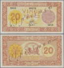 Djibouti: Banque de l'Indochine - Djibouti 20 Francs ND(1945) SPECIMEN, P.15s with teo tiny pinholes at lower right, otherwise perfect. Condition: aUN...