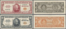 Dominican Republic: Banco Central de la República Dominicana 10 Pesos ND(1949) P.62 (VF) and 10 Pesos ND(1962) P.93a (VF). Nice set. (2 pcs.)
 [plus ...