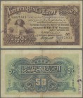 Egypt: National Bank of Egypt 50 Piastres September 11th 1915, P.11, lightly toned paper with a few spots, several folds and tiny tears at upper and l...