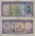 Egypt: National Bank of Egypt 100 Pounds 1951, P.27b, small graffiti at left center, pinholes at left and right, tiny border tears and obviously press...