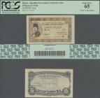 Egypt: Highly rare 5 Piastres L.1940, P.165a with so called ”Royal serial number” 000009 in perfect UNC condition, PCGS graded 65 Gem New
 [taxed und...