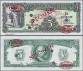 El Salvador: Banco Central de Reserva de El Salvador 5 Colones 1962 SPECIMEN, P.102as with two oval stamps ”Specimen-no value De La Rue Ltd” at upper ...