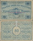 Estonia: Tallinna Arvekoja (Clearing House in Tallinnn/Reval) 50 Marka 1919 with issued branch stamp on front, P.A2b, extraordinary rare note with a f...