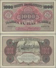Estonia: Eesti Pangatäht 1000 Marka 1922, P.59a, great condition with crisp paper, just a stronger fold at center and tiny border tears at left and lo...
