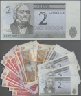Estonia: Lot with 60 banknotes containing 20 x 2 Krooni 2007 with running serial numbers P.85b in UNC, 20 x 5 Krooni 1994 consecutive numbered P.76 in...