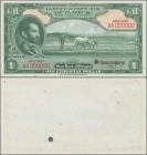 Ethiopia: State Bank of Ethiopia 1 Dollar ND(1945) uniface color trial SPECIMEN of front only, P.12cts in UNC condition. Very Rare!
 [plus 19 % VAT]
