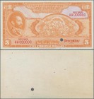 Ethiopia: State Bank of Ethiopia 5 Dollars ND(1945) uniface color trial SPECIMEN of front only, P.13cts in UNC condition. Very Rare!
 [plus 19 % VAT]
