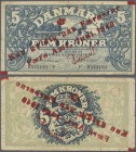 Faeroe Islands: 5 Kroner 1940 P. 1b, several folds on paper, no holes, only one tiny border tear (1mm) at left and one on top center, nice colors, not...