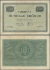 Faeroe Islands: 100 Kronur ND(1952-53) P. 15a, vertical and horizontal folds, no holes or tears, paper already shows some softness, colors are nice, c...