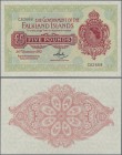 Falkland Islands: The Government of the Falkland Islands 5 Pounds January 30th 1975, P.9b, excellent original shape and perfect UNC condition
 [plus ...