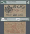 Finland: 20 Mark i Silfver 1862, P.A36b, extraordinary rare banknote in still good condition, tiny tear at upper margin and small holes at center, PMG...