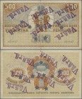 Finland: 500 Markkaa 1909, P.23 with star hole cancellation and several stamps ”VÄÄRÄ” (cancelled) on the note. Condition: F/F+
 [plus 19 % VAT]...