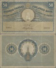 Finland: 50 Markkaa 1918, P.39, lightly stained at left and some small border tears. Condition: F/F+. Rare!
 [plus 19 % VAT]