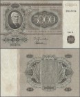 Finland: 5000 Markkaa 1945 P. 83a, vertically and horizontally folded, light stain on back at left, no holes or tears, crisp original paper and bright...