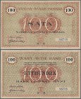 Finland: Vaasan Osake Pankki / Wasa Aktie Bank 100 Markkaa 1918, P.S112, still strong paper and bright colors, just a few folds and minor spots. Condi...