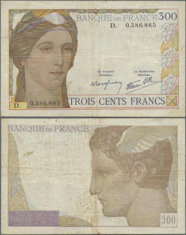 France: 300 Francs ND P. 85, one of the key notes of french banknote collecting,...