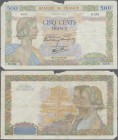 France: set of 12 notes 500 Francs ”La Paix” 1941, all in more used condition with several folds and creases, border tears, pinholes, no rags inside b...