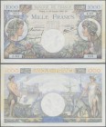 France: set of 9 MOSTLY CONSECUTIVE notes 1000 Francs ”Commerce & Industrie” 1940-44 P. 96, from S/N 008004043 to - 061, with only a few notes missing...