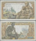 France: set of 17 notes of 1000 Francs ”Demeter” 1942/43 P. 102, all notes with strong, crisp paper, light folds, several pinholes or minor border tea...