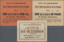 France: Ville de Carcassonne 1, 5 Francs and Bon de Donateur, ND, P.NL in UNC condition. (3 pcs.)
 [plus 19 % VAT]