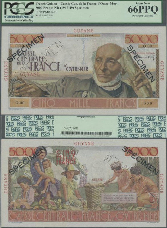 French Guiana: Caisse Centrale de la France d'Outre-Mer 5000 Francs ND(1947-49) ...